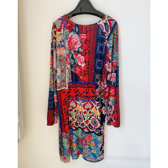 Johnny Was Verdell Patchwork Floral Festival Boho Shift Dress XL Scoop Neck - Picture 7 of 9